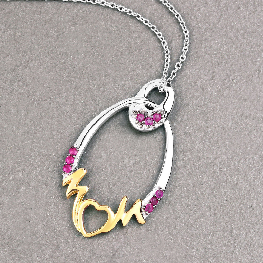 Ruby Mom Pendant 0.16 Carats Gold Plated Silver