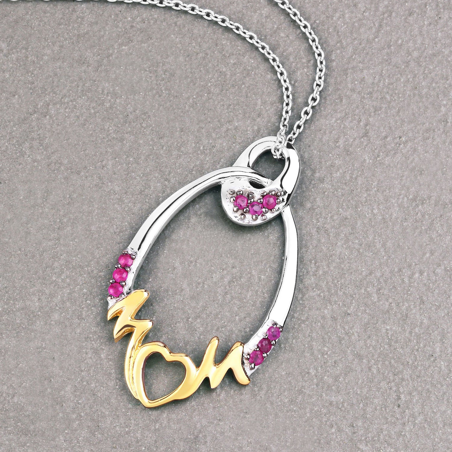 Ruby Mom Pendant 0.16 Carats Gold Plated Silver