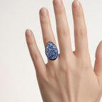 Tanzanite Ring With Black Spinel 5.38 Carats Sterling Silver
