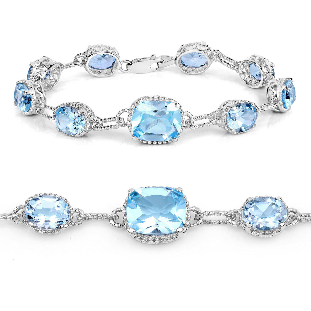 Blue Topaz Bracelet 20.6 Carats Sterling Silver
