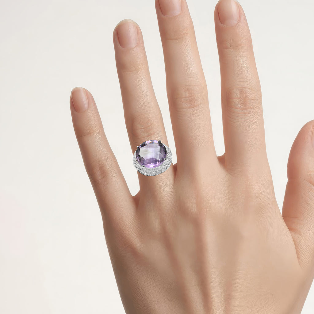 Amethyst Ring 10.2 Carats Sterling Silver