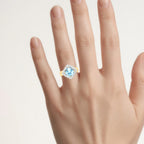 Swiss Blue Topaz Ring With White Topaz 4.28 Carats Gold Plated Silver