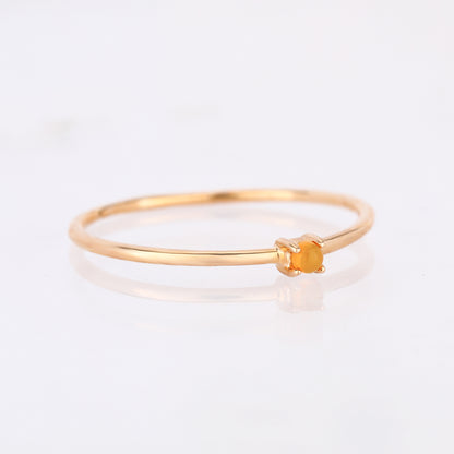 Natural Ethiopian Opal Ring 0.03 Carats 9K Yellow Gold