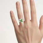 Chrome Diopside Butterfly Ring 1.58 Carats Sterling Silver