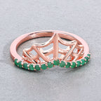 Emerald Spider Web Ring 0.24 Carats Gold Plated Silver