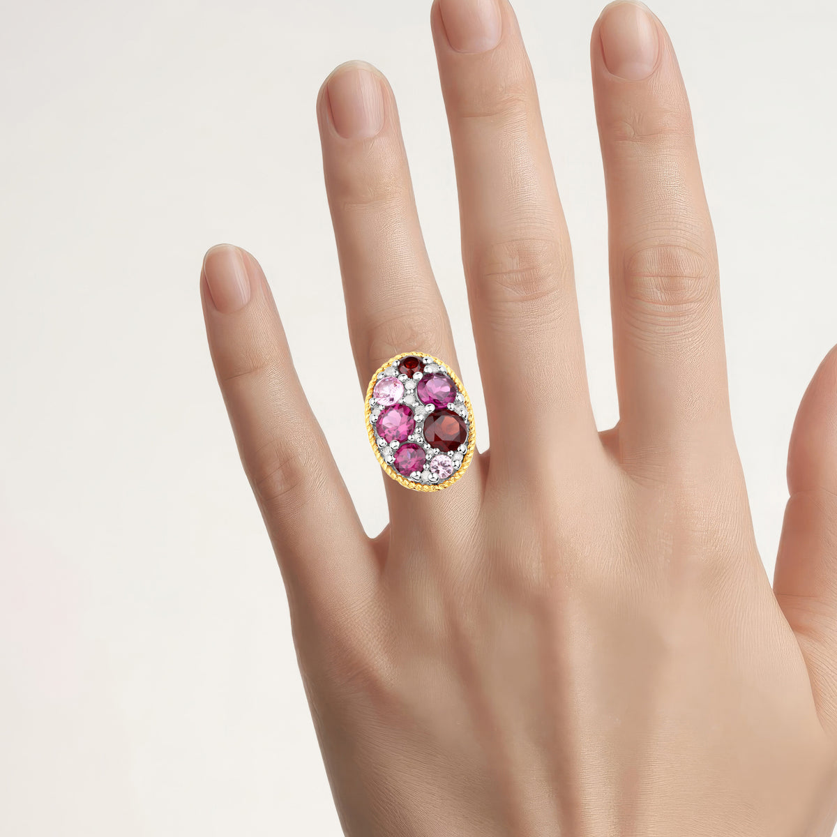 Natural Mixed Gemstones Ring 2.78 Carats Sterling Silver