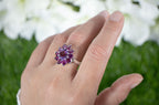 Amethyst Ring With Rhodolite Garnet 5.62 Carats Sterling Silver