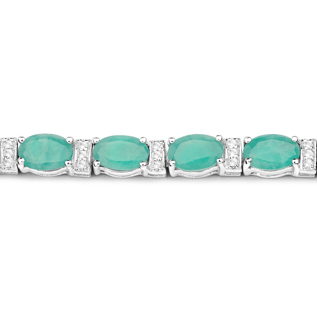Emerald Tennis Bracelet White Topaz 10.4 Carats Silver