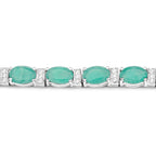 Emerald Tennis Bracelet White Topaz 10.4 Carats Silver