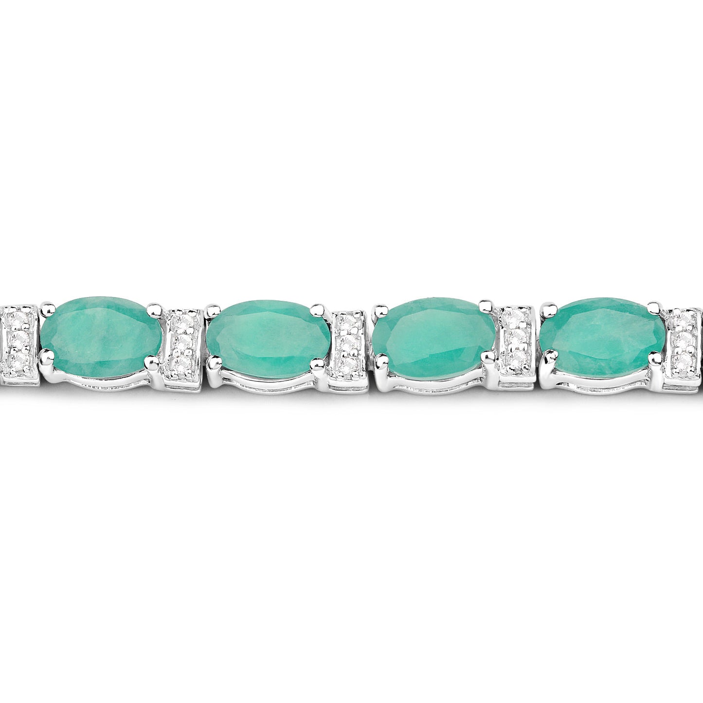Emerald Tennis Bracelet White Topaz 10.4 Carats Silver