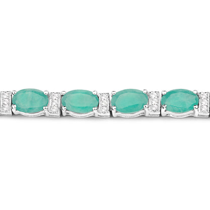 Emerald Tennis Bracelet White Topaz 10.4 Carats Silver