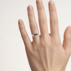 Blue Sapphire Ring With Diamonds 0.68 Carats 14K White Gold