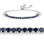 Blue Sapphire Bracelet With White Zircon 2.38 Carats Sterling Silver