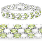 Peridot Tennis Bracelet With Opal 19.7 Carats Sterling Silver