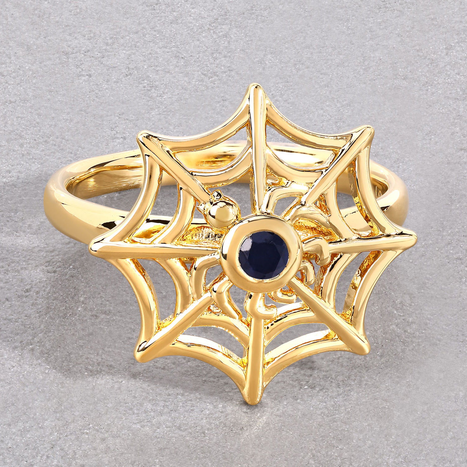 Blue Sapphire Ring 0.12 Carats Gold Plated Silver