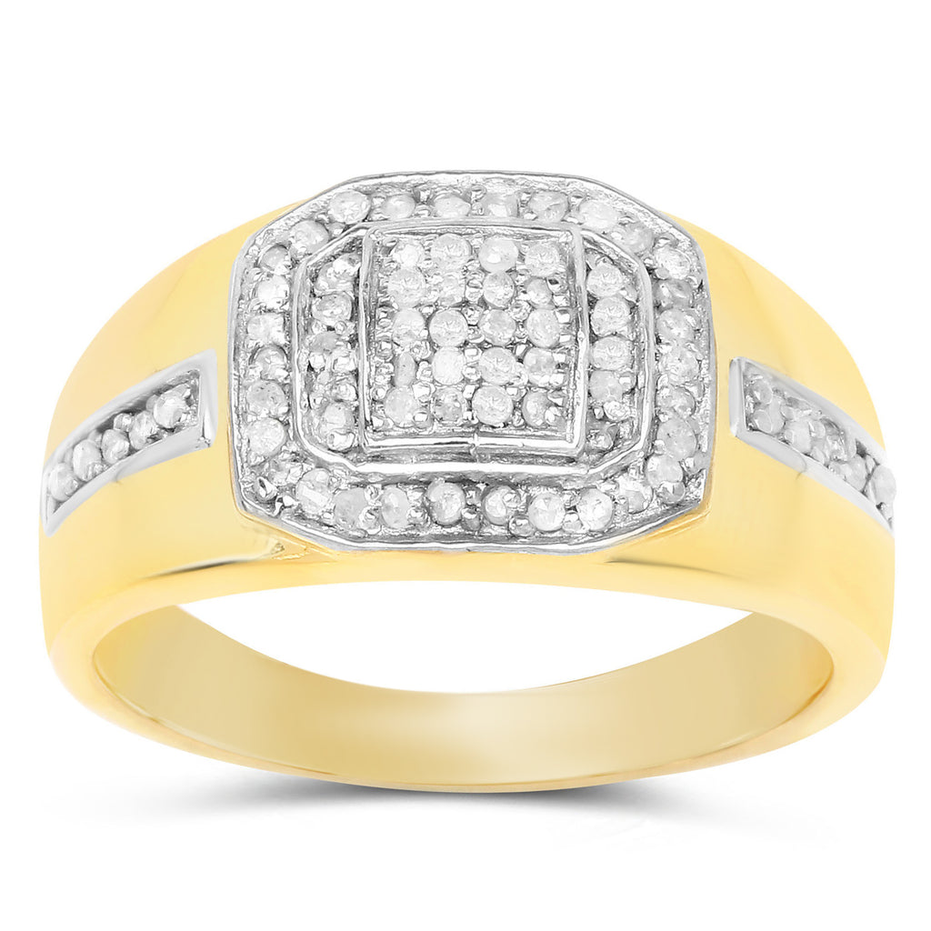Diamond Ring 0.28 Carats Gold Plated Silver