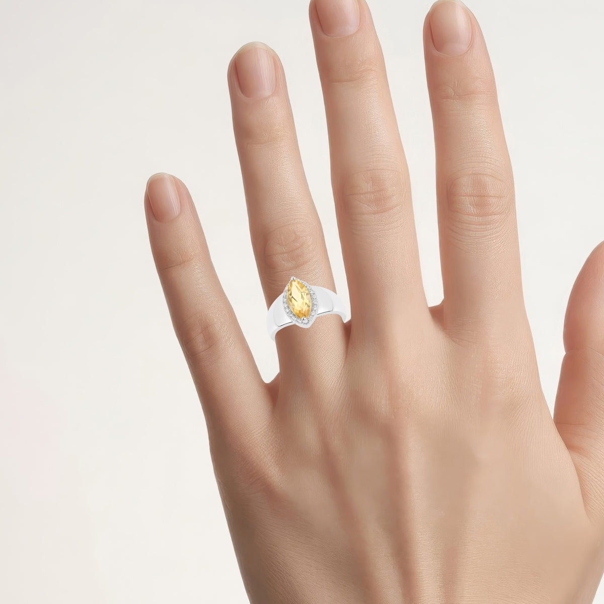 Citrine Ring With White Topaz 1.46 Carats Sterling Silver