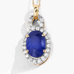 Blue Sapphire Pendant With Diamonds 3.58 Carats 18K Yellow Gold