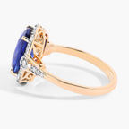 Blue Sapphire Ring With Diamonds 3.98 Carats 18K Yellow Gold