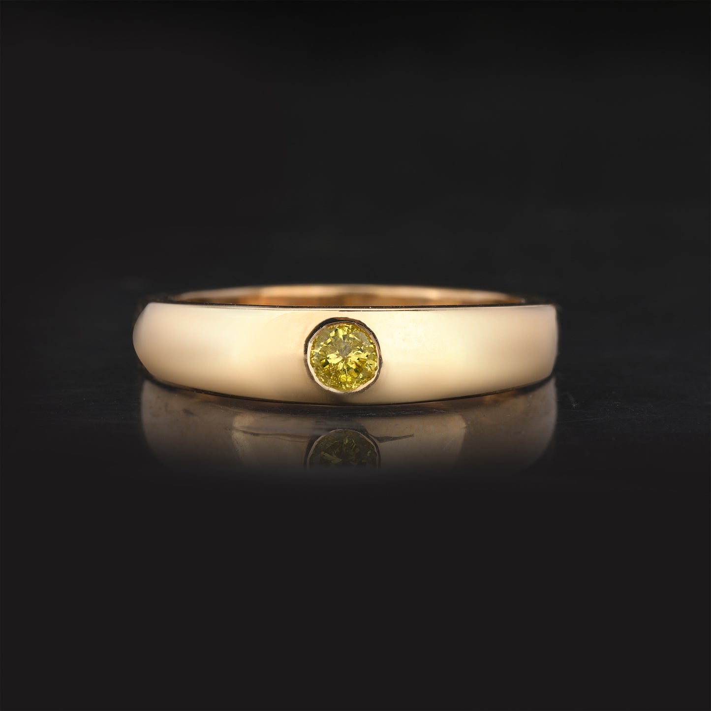 Yellow Diamond Ring 0.2 Carats 9K Yellow Gold