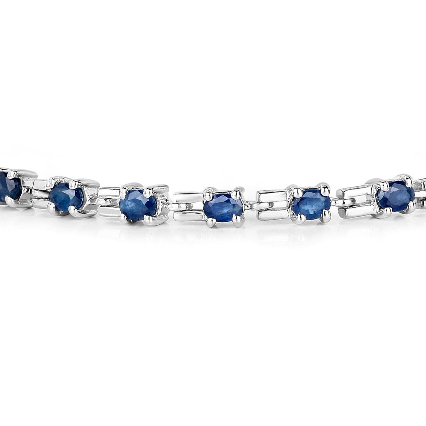 Blue Sapphire Link Bracelet 4.4 Carats Sterling Silver
