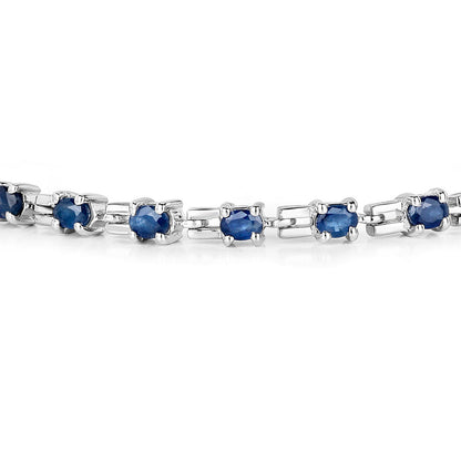 Blue Sapphire Link Bracelet 4.4 Carats Sterling Silver