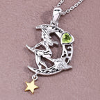 Peridot Flying Witch Pendant 0.24 Carats Sterling Silver