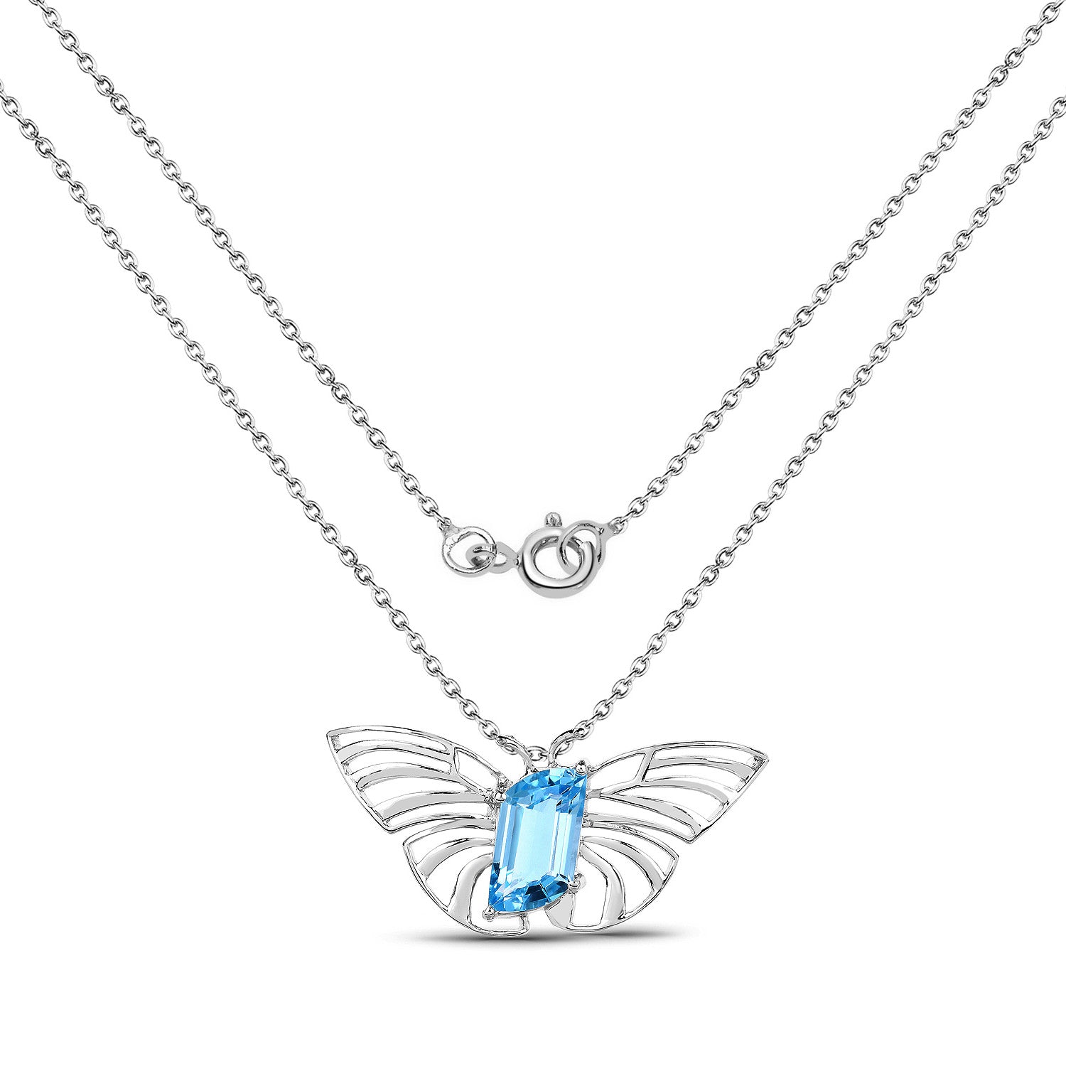 Swiss Blue Topaz Pendant 10.6 Carats Sterling Silver