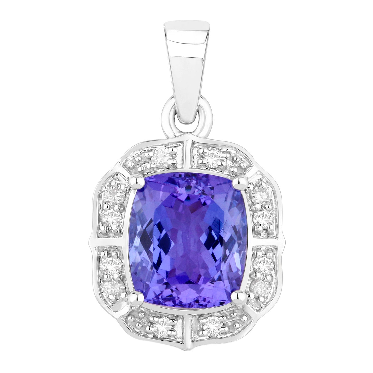 Natural Tanzanite Pendant With Diamonds 2.48 Carats 14K White Gold
