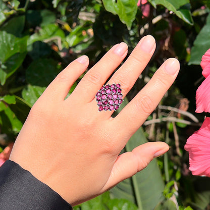 Rhodolite Cluster Pomegranate Ring 11.5 Carats