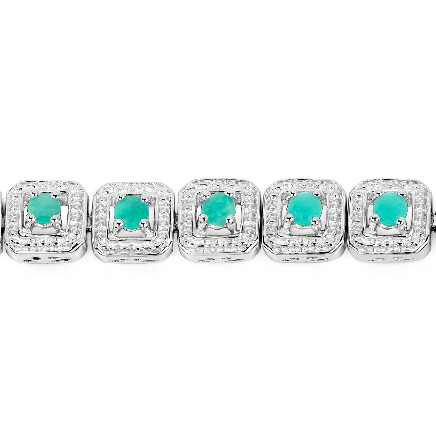 Emerald Tennis Bracelet 2.3 Carats 18K White Gold Plated Silver