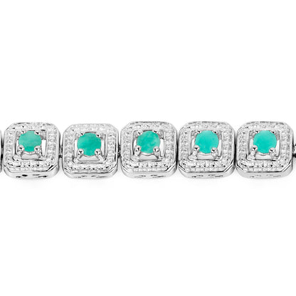 Emerald Tennis Bracelet 2.3 Carats 18K White Gold Plated Silver
