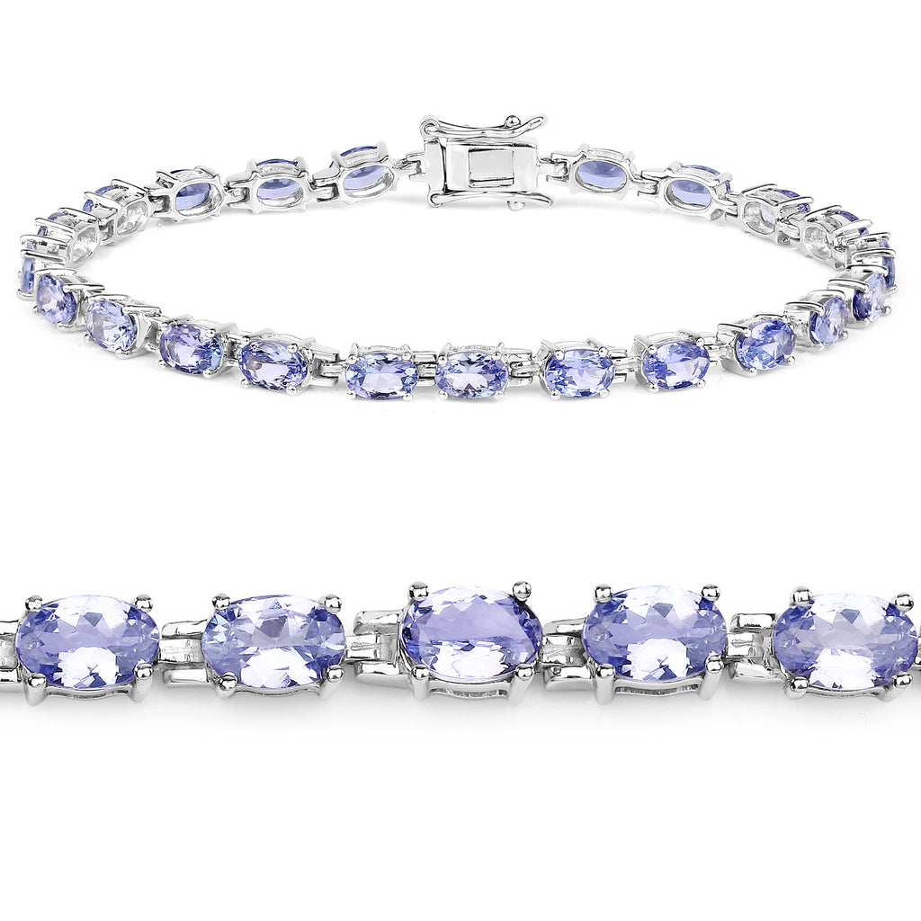 Tanzanite Tennis Bracelet 9.66 Carats Sterling Silver