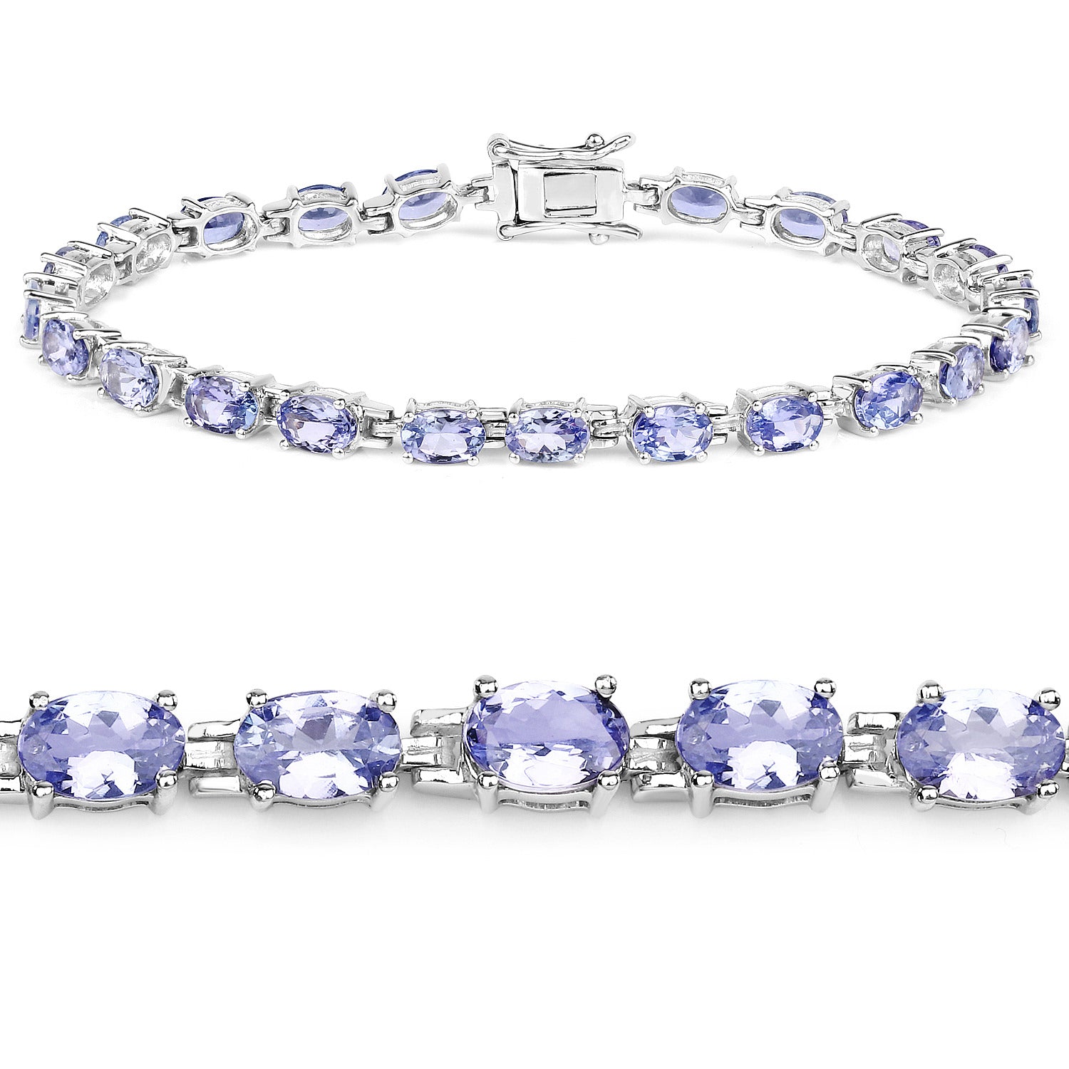 Tanzanite Tennis Bracelet 9.66 Carats Sterling Silver