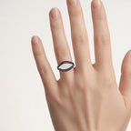 Champagne Diamond Leaf Ring With White Diamonds 0.46 Carats Sterling Silver