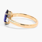 Blue Sapphire Ring With Diamonds 2.3 Carats 18K Yellow Gold