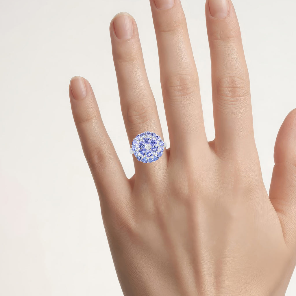 Tanzanite Ring With Diamonds 2.9 Carats Sterling Silver