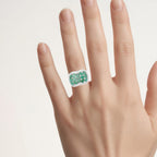 Emerald Ring With White Topaz 2.16 Carats Sterling Silver
