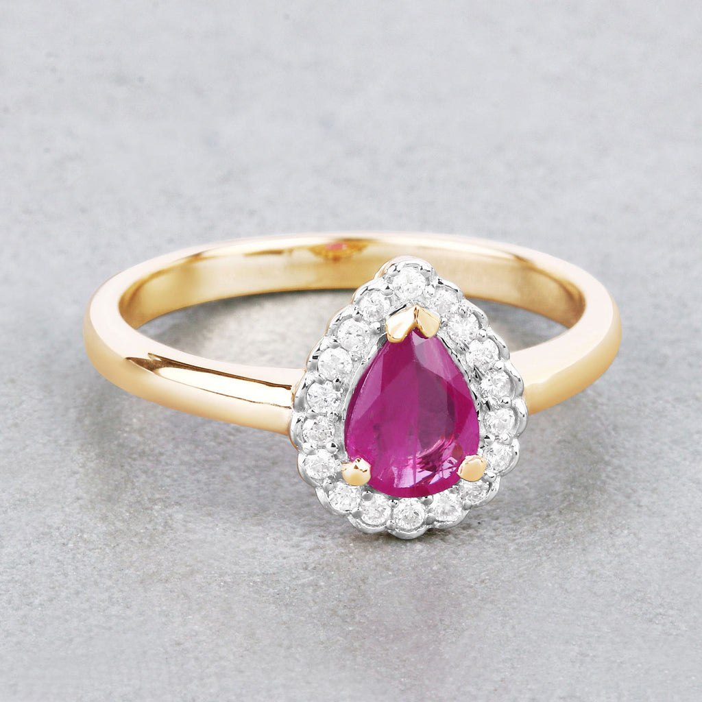 Ruby Ring With Diamonds 0.9 Carats 14K Yellow Gold