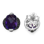 Amethyst Earrings With Black Diamond 3.1 Carats Sterling Silver