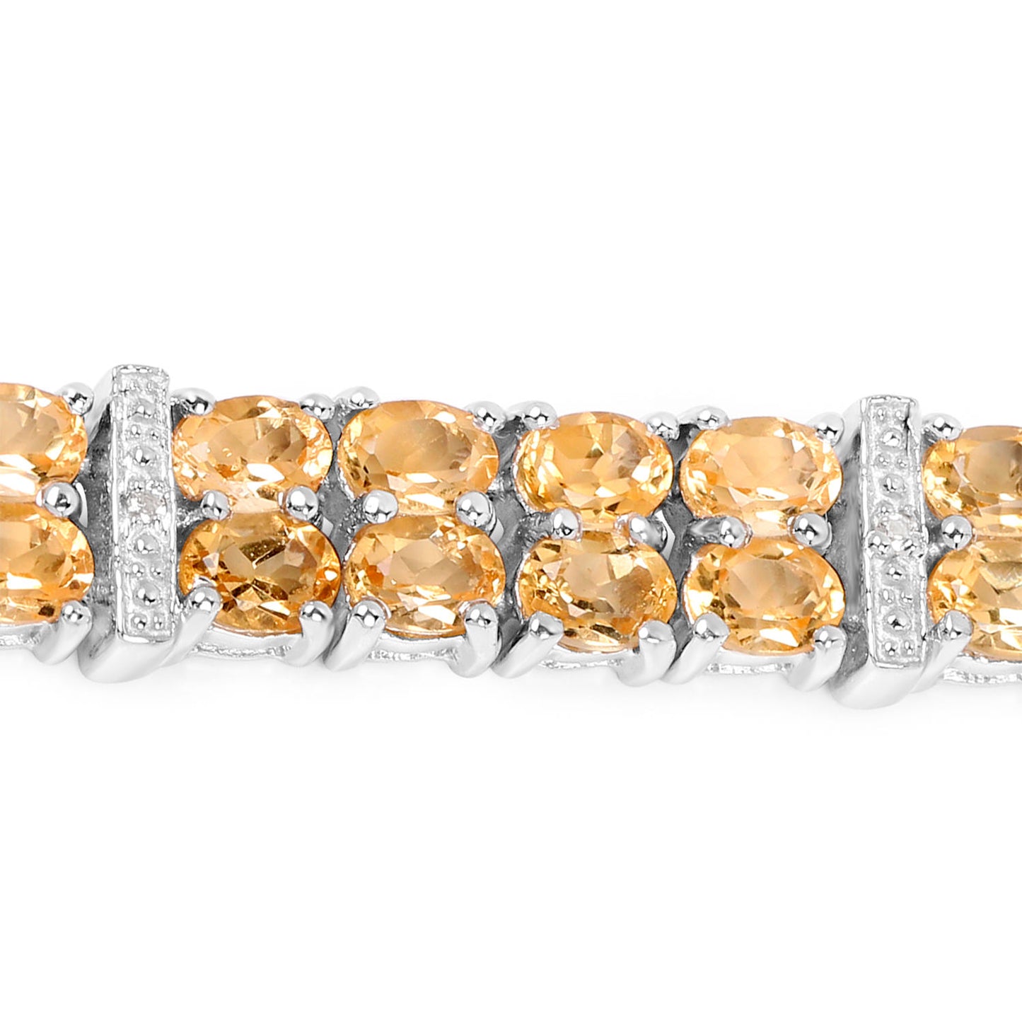 Citrine Tennis Bracelet White Topaz 12.2 Carats Sterling Silver