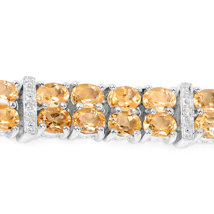 Citrine Tennis Bracelet White Topaz 12.2 Carats Sterling Silver