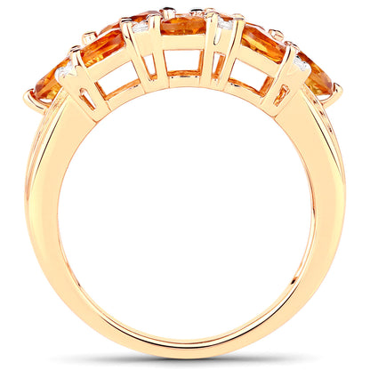 Citrine Cluster Ring White Topaz 2.5 Carats 14K Yellow Gold Plated Silver