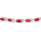 Ruby Bracelet With Diamonds 6.74 Carats 14K White Gold