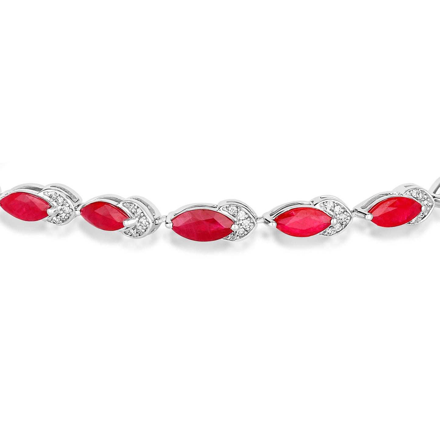 Ruby Bracelet With Diamonds 6.74 Carats 14K White Gold