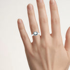 Aquamarine Ring With Blue Diamonds 0.8 Carats Sterling Silver