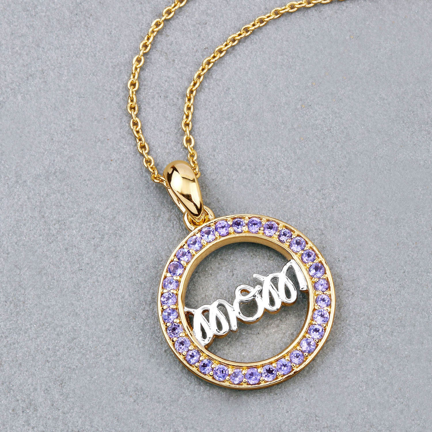 Tanzanite Mom Pendant 0.62 Carats Gold Plated Silver
