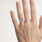 Blue Sapphire Ring With White Topaz 2.04 Carats Sterling Silver