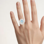 Blue Topaz Ring With White Topaz 3.7 Carats Gold Plated Silver