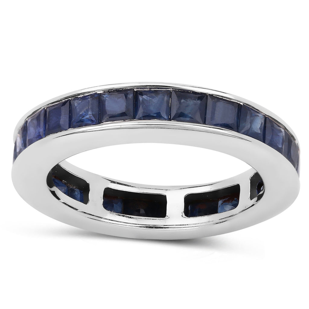 Blue Sapphire Ring 3.1 Carats Sterling Silver